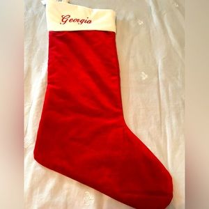 Christmas stocking-velvet. Georgia monogram. Pottery barn. Large-over 20”. NWT
